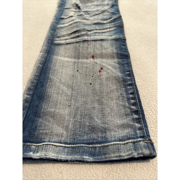 ArkeType Jeans Mens 38x32 Blue Acid Washed Dripped Ripped Distressed Stretch - Picture 12 of 16